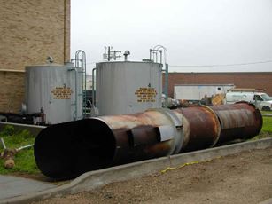 Closeup of dismantled stack